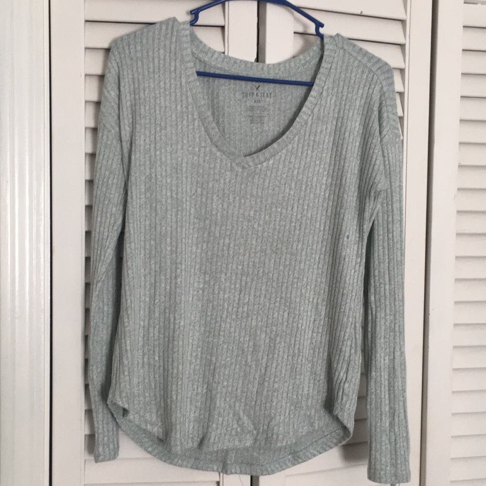 Soft and sexy rib long sleeve shirt